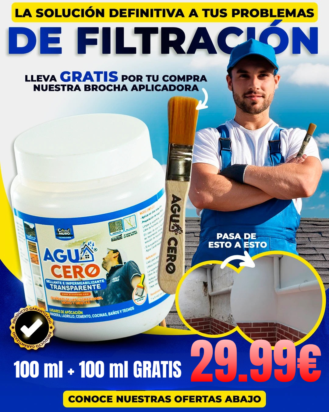 Agua Cero - Impermeabilizante anti-fugas 1+1 GRATIS