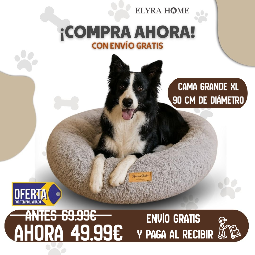 CAMA PREMIUM REDONDA ANTIESTRÉS + REGALO PARA TU MASCOTA