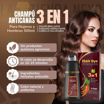 Champú Anti-Canas HairDye™ – Recupera tu color | Pack 2x100ml o 500ml Familiar
