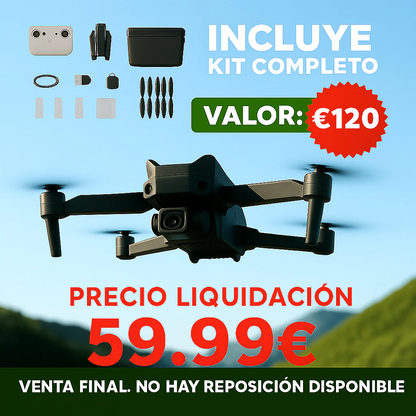 DRON FLYTEK W8 PRO — DOBLE CÁMARA 4K + MALETÍN PREMIUM GRATIS Y BATERÍA EXTRA